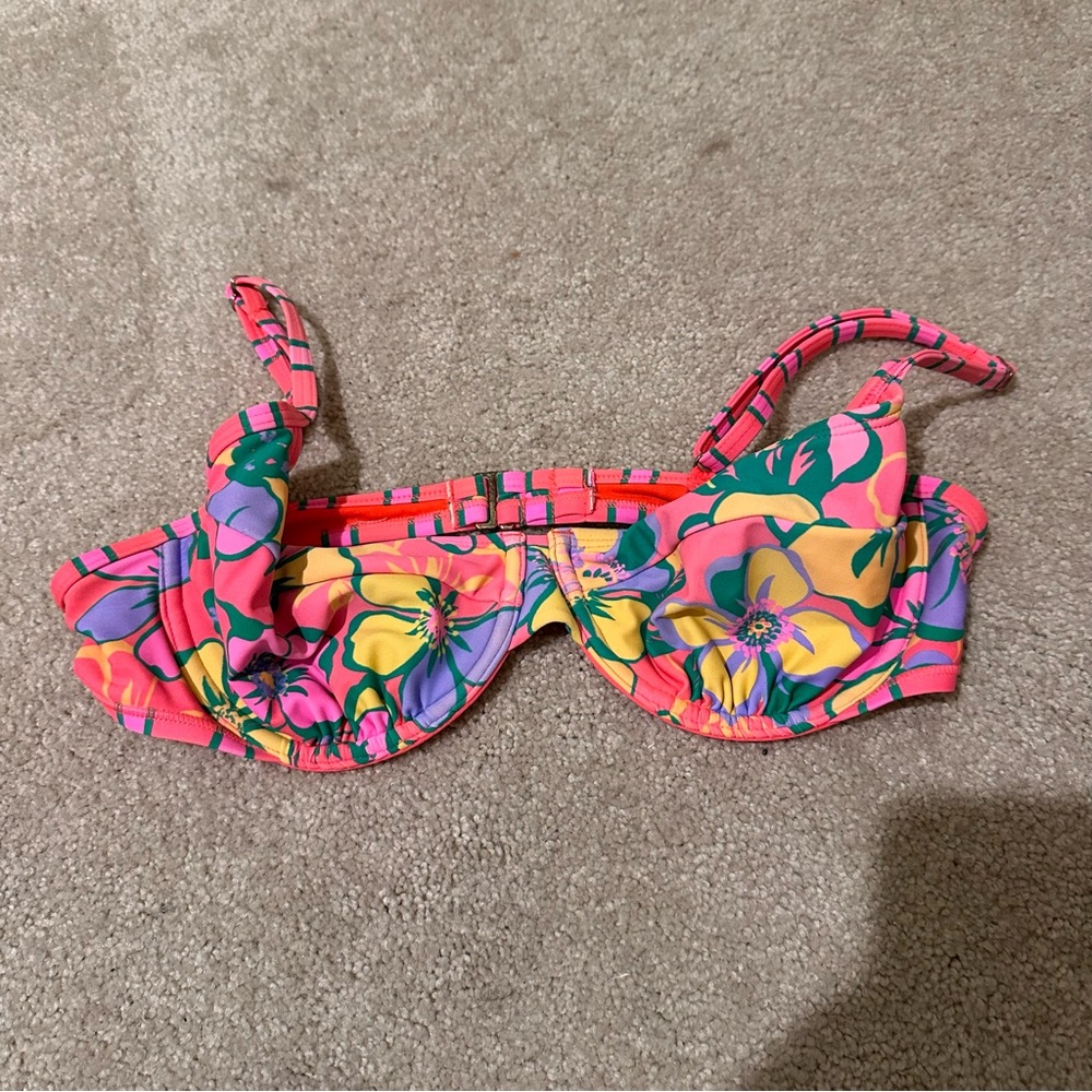 wild fable Floral Underwire Bikini Top - Pink, Yellow, Green